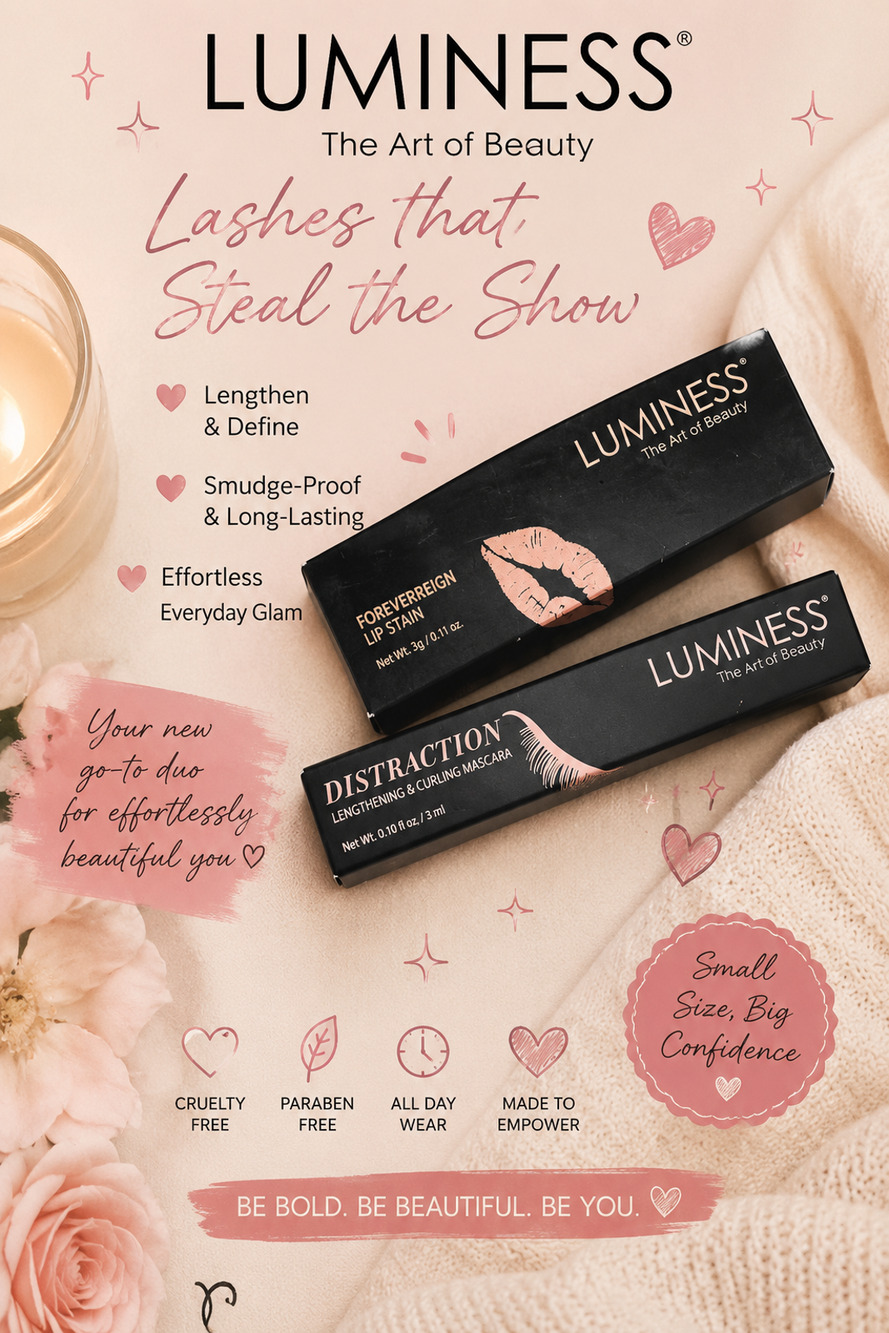NIB LUMINESS Wink & Kiss Makeup Set Forever Reign‎ Lip Stain & Mascara Duo